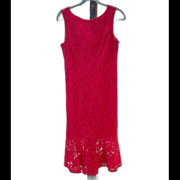 Mermaid Lace Y2K Dress Eva Mendes NY Co Womens M Red Date Night Wedding Prom - Picture 1 of 10